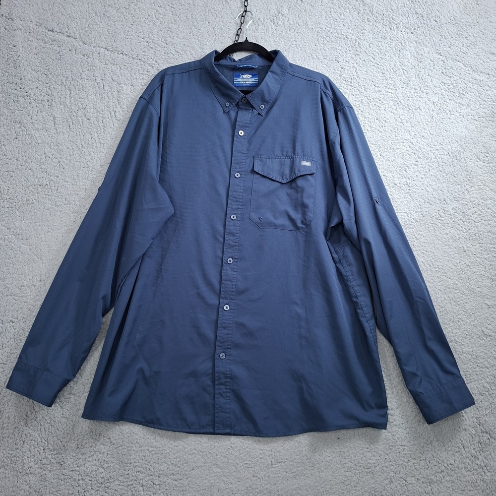 AFTCO Mens 2XL Performance Fishing LS AFTECH Button Down Vent Roll Tab Shirt